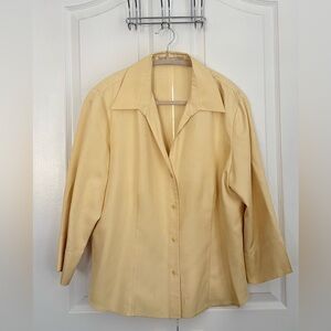 Blue Ice Women’s Blouse, silk, buttery yellow, size14